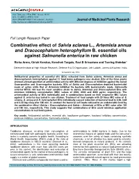 Combinative Effect of Salvia Sclarea L., Artemisia Annua and Dracocephalum Heterophyllum B