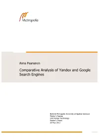 Comparative Analysis of Yandex and Google Search Engines