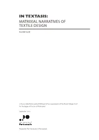 In Textasis: Matrixial Narratives of Textile Design