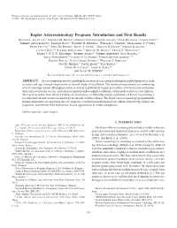 Kepler Asteroseismology Program: Introduction and First Results RONALD L