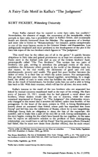 A Fairy-Tale Motif in Kafka's "The Judgment"