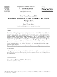Advanced Nuclear Reactor Systems – an Indian Perspective