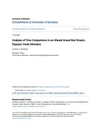 Analysis of Flow Competence in an Alluvial Gravel Bed Stream, Dupuyer Creek, Montana