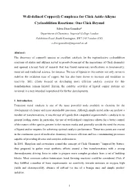 Complexes for Click Azide-Alkyne Cycloaddition Reactions