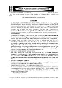 Examination Notice No. 04/2019-Csp Date
