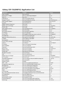 Galaxy S20 5G(G981U) Application List