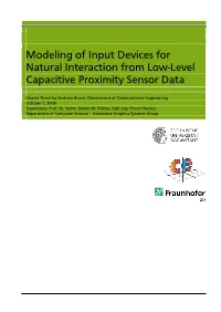 Modeling of Input Devices for Natural Interaction from Low-Level Capacitive Proximity Sensor Data