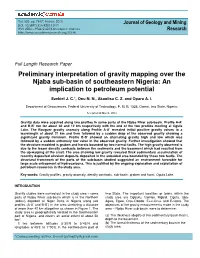 Preliminary Interpretation of Gravity Mapping Over the Njaba Sub-Basin of Southeastern Nigeria: an Implication to Petroleum Potential