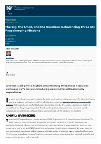 Rebalancing Three UN Peacekeeping Missions by Assaf Orion