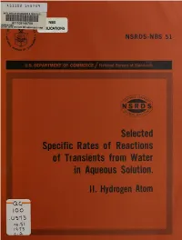 Selected Specific Rates of Reactions of Transients from Water in Aqueous