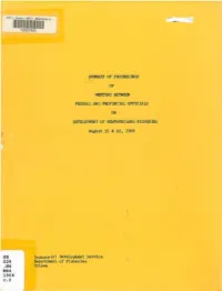 Summary of Proceedings of Meeting Be'iween Federal and Provincial