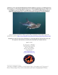 A Petition to List the Smooth Hammerhead Shark