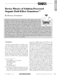Device Physics of Solution-Processed Organic Field-Effect Transistors**