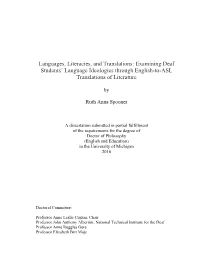 Examining Deaf Students' Language Ideologies Through English-To-ASL
