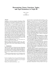 Harmonizing Classes, Functions, Tuples, and Type Parameters in Virgil III