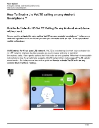 How to Enable Jio Volte Calling on Any Android Smartphone ?