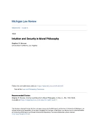 Intuition and Security in Moral Philosophy