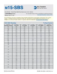 MTA M15-SBS Bus Timetable