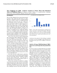 The Challenge for 2050: Cohesive Analysis of More Than One Hundred Years of Planetary Data