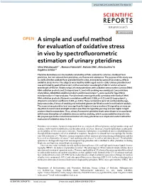 A Simple and Useful Method for Evaluation of Oxidative Stress in Vivo