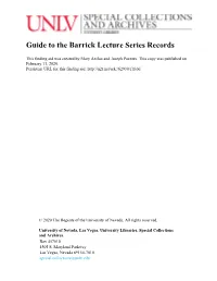 Guide to the Barrick Lecture Series Records