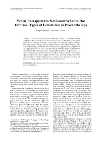 Informal Types of Eclecticism in Psychotherapy