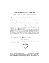 INTRODUCTION to TEST CATEGORIES These Notes Were