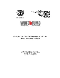 Report of the Third Session of the World Urban Forum