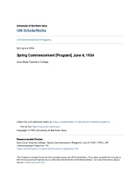 Spring Commencement [Program], June 4, 1954