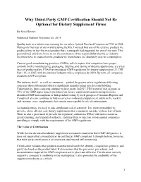 Why Third-Party GMP Certification Should Not Be Optional for Dietary Supplement Firms