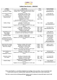College Open Events – 2013/2014