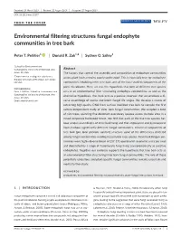 Environmental Filtering Structures Fungal Endophyte Communities in Tree Bark