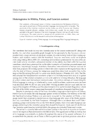 Heterograms in Hittite, Palaic, and Luwian Context