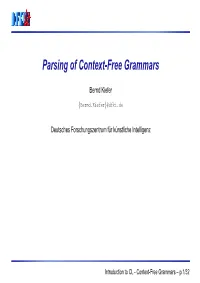 Parsing of Context-Free Grammars