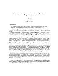 The Explanatory Power of a New Proof: Henkin's Completeness Proof