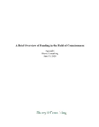 A Brief Overview of Funding in the Field of Consciousness Appendix
