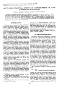 Acute and Sublethal Effects of (S)-Methoprene on Some Australian
