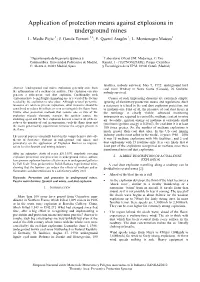 Application of Protection Means Against Explosions in Underground Mines L