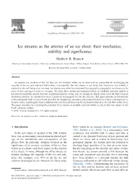 Ice Streams As the Arteries of an Ice Sheet: Their Mechanics, Stability and Significance