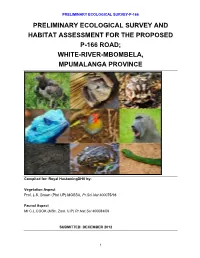 Preliminary Ecological Survey and Habitat Assessment for the Proposed New Link Road from the N2 Connecting to the Mvezho Village