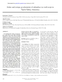 Solute and Isotope Geochemistry of Subsurface Ice Melt Seeps in Taylor Valley, Antarctica