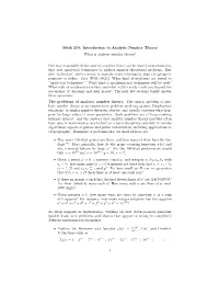 Analytic Number Theory What Is Analytic Number Theory?