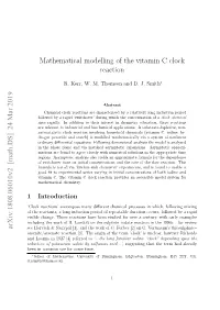 Mathematical Modelling of the Vitamin C Clock Reaction Arxiv:1808.06010