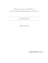 MFA for Poets and Writers University of Massachusetts Amherst