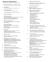 Table of Precedence (January 2021)