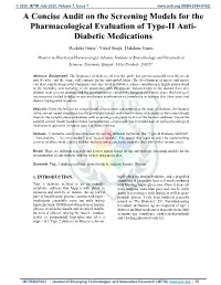 A Comprehensive Review on the Screening Models For