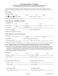 ACKNOWLEDGMENT of PATERNITY Virginia Department of Social Services/Division of Child Support Enforcement Va. Code §§ 20-49.5