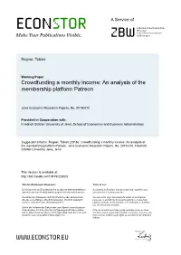 An Analysis of the Membership Platform Patreon