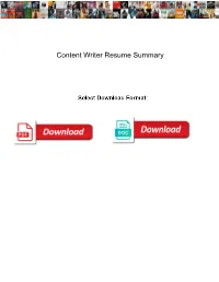 Content Writer Resume Summary