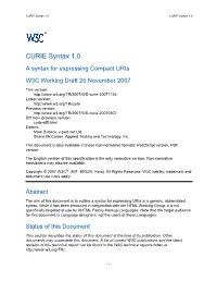 CURIE Syntax 1.0 CURIE Syntax 1.0